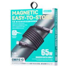 Câble C-C Lightning Tressé 65W avec rangement magnétique REMAX CB07(C-C) - 1.2M - Noir — REMAX · Smarty Paris 18e
